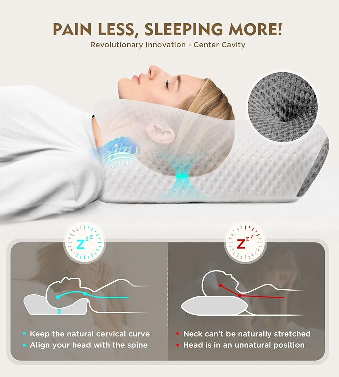 Osteo Cervical Pillow for Neck Pain Relief, Hollow Design Odorless Memory Foam - Image 2