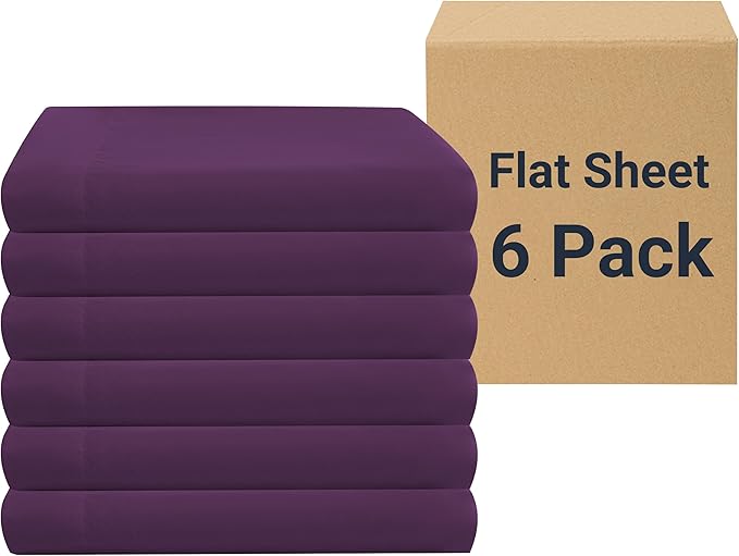 ZPECC Twin Flat Sheet Only 6 Pack, Durable Dark Purple Top Bed Sheets by ZPECC-ABrandThatHasBeenFocusedOnBabyProductsFor18Years