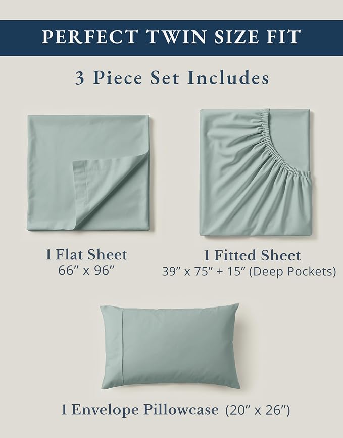 LANE LINEN 100% Organic Cotton Twin Bed Sheet Set, Mercerized Fully Elasticized - Image 4
