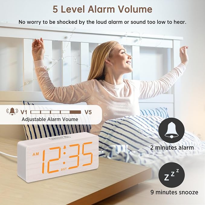 DreamSky Wooden Digital Alarm Clock - Image 3