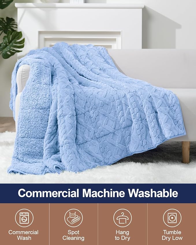 Super Fuzzy Soft Sherpa Fleece Weighted Blanket, 20 lbs Dual Sided Fluffy Heavy - Image 5