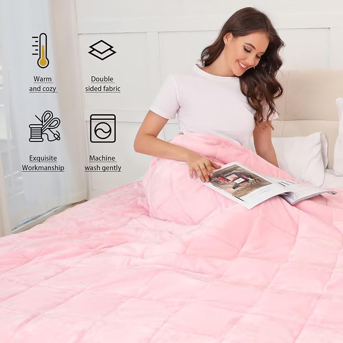 Alomidds Weighted Blanket Queen Size 15lbs 60x80 inches, Sherpa Weighted - Image 7