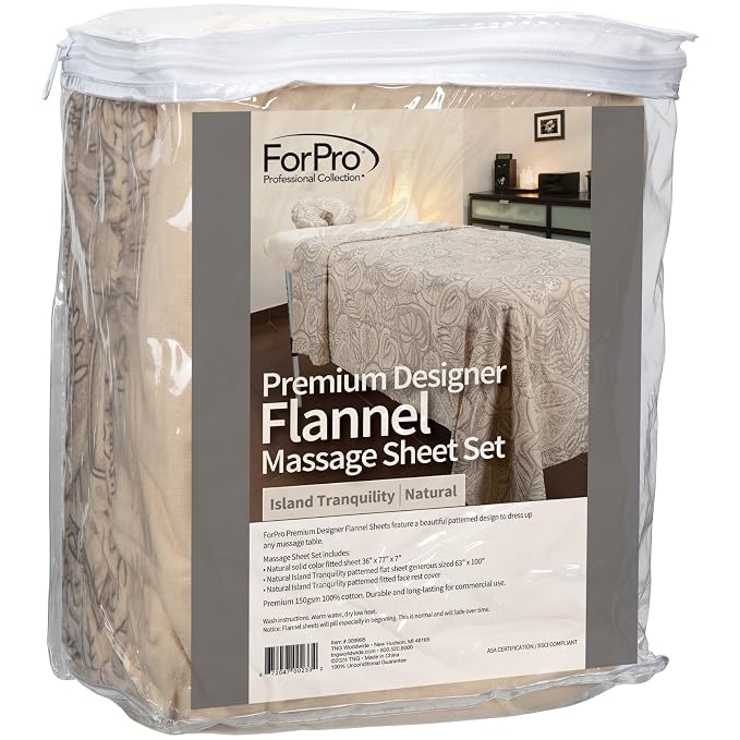 ForPro Premium Designer Flannel 3-Piece Massage Sheet Set, Island Tranquility - Image 4