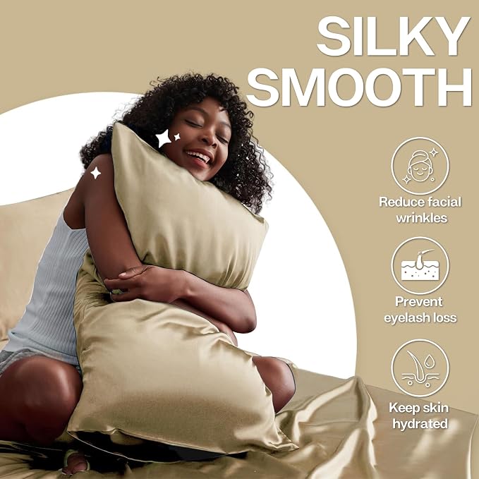 MR&HM Satin Pillowcase for Hair and Skin, Silk Satin Pillowcase 2 Pack - Image 4