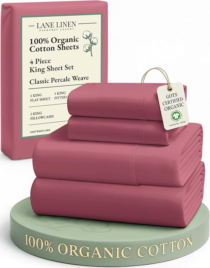 LANE LINEN 100% Organic Cotton Bedsheets King Size Bed, Soft & Comfy Luxury by LaneLinen