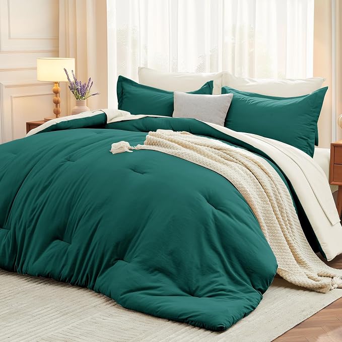 MUXHOMO 7 Pieces Queen Comforter Set, Soft Bed in a Bag Queen Size, All Season by MUXHOMO