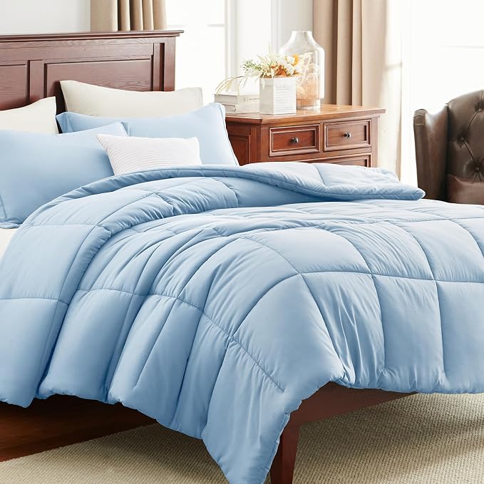 CozyLux Queen Comforter Set Baby Blue - Image 9