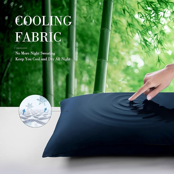 WishSmile Cooling King Pillowcases Set of 2 Breathable Cool Silky Soft Rayon - Image 4