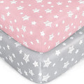 Crib Sheets for Girls 2 Pack, Fitted Crib Sheet for Standard Size Crib and by Moonsea