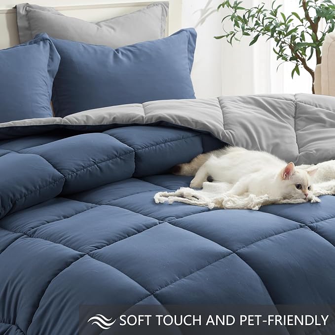 Homelike Moment Queen Comforter Set Blue, Comforters Queen Size Set Lightweight - Image 4