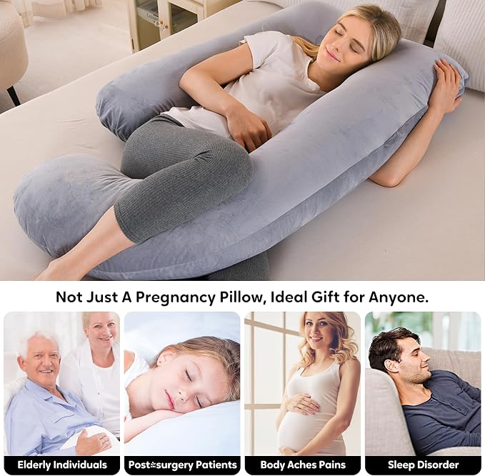 U-Shaped Pregnancy Pillow for Sleeping, Full Body Support for Back, HIPS & - Image 7