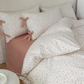 mixinni Soft Aesthetic Floral Print White Duvet Cover Pink Rose Pattern Girls by mixinni
