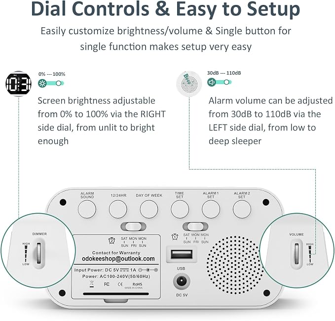 Odokee Digital Dual Alarm Clock - Image 2
