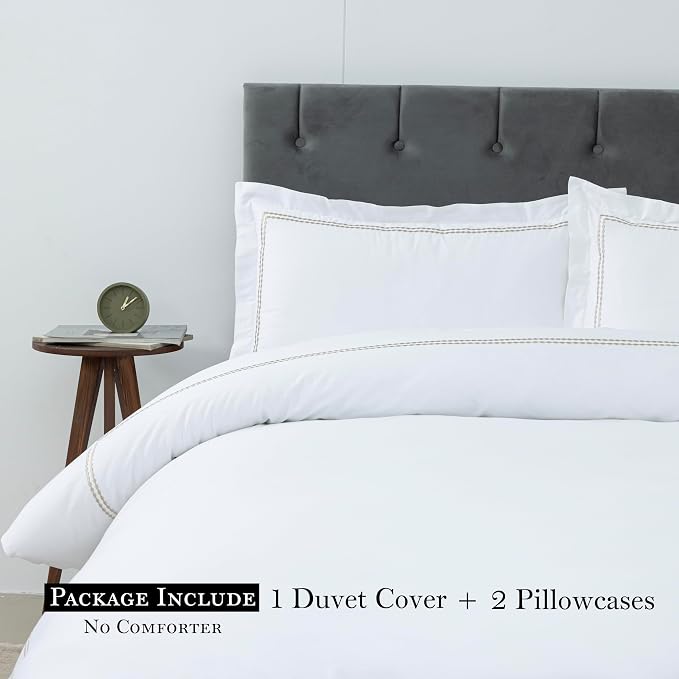 Dreamology White Duvet Cover Luxury Hotel Quality Bedding Set 100% Cotton - Image 4
