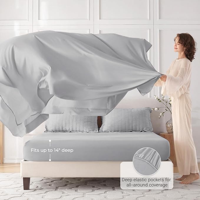 MUXHOMO 7 Pieces King Comforter Set, Seersucker Bed in a Bag King Size - Image 3