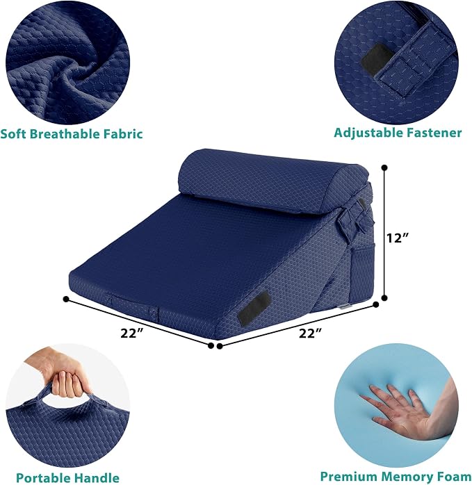 Bedluxe 3Pcs Orthopedic Bed Wedge Pillow Set, Foam Wedge Pillow Post Surgery - Image 3