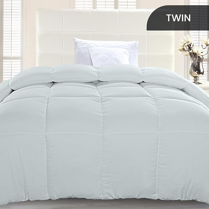 Utopia Bedding Twin Comforter Duvet Insert, Quilted Light Grey Comforter - Image 3