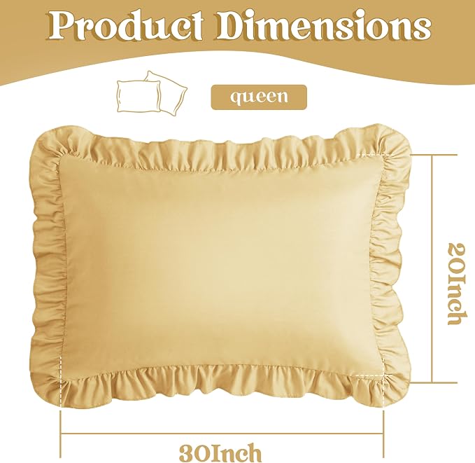 KKJIAF Ruffle Pillow Cases Queen Size Set of 2, Ruffled Pillow Covers - Image 3
