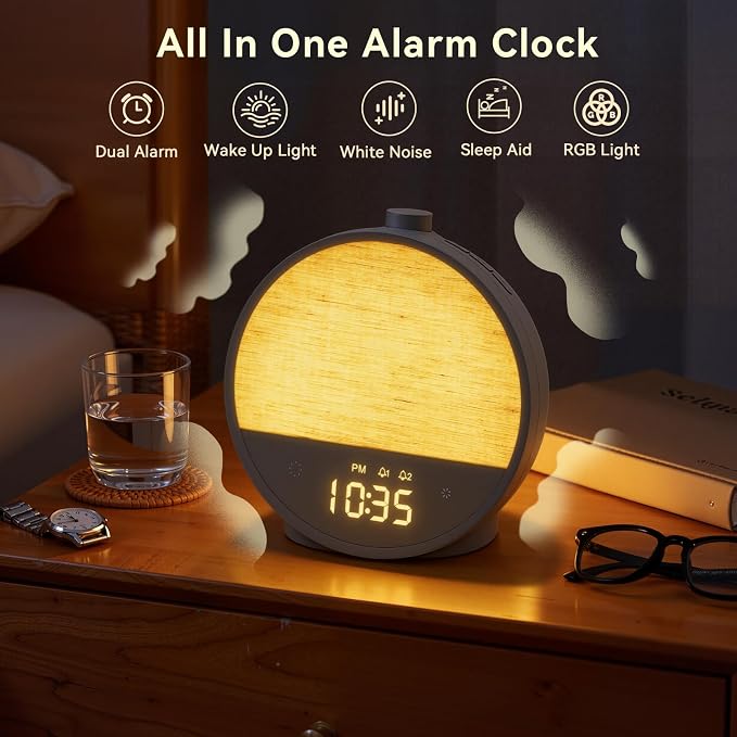 Vivilumens Sunrise Alarm Clock, Gentle Wake-Up Light & Sound Machine, Dual - Image 3