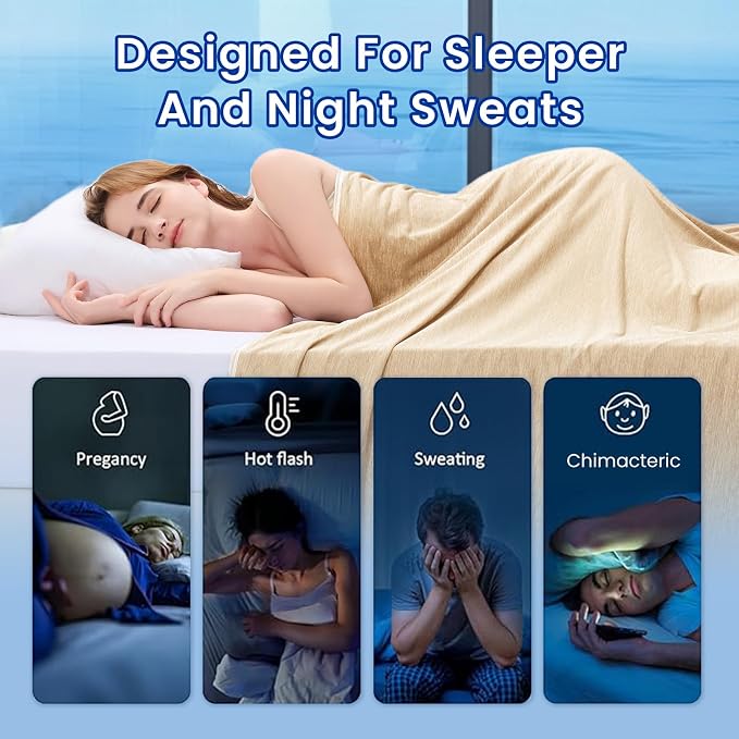 Topcee Cooling Blanket for Night Sweats Absorbs Heat to Keep Adults Cool on - Image 4