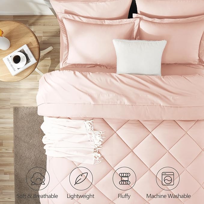 CozyLux Queen Comforter Set Blush Pink - Image 2