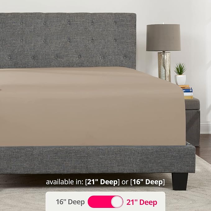 Lovely Queen Deep Pocket Sheet 21' Fitted Perfectly Fits 17'23' Mattresses Taupe - Image 3