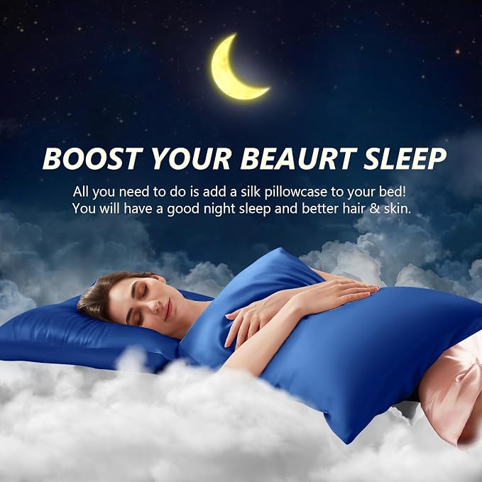 Silk Pillow Cases 2 Pack Queen Size Mulberry Silk Pillowcase Set of 2 - Image 3