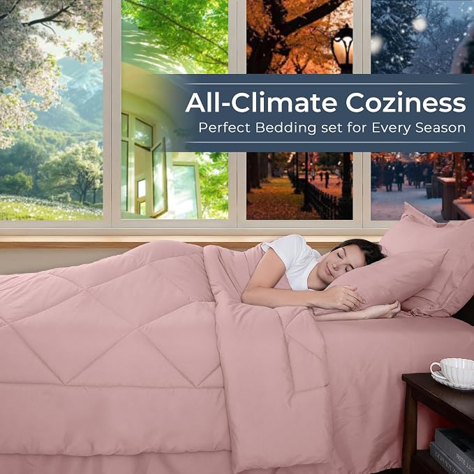 HEVUMYI Dusty Pink Cali-King Comforter Set - Image 3