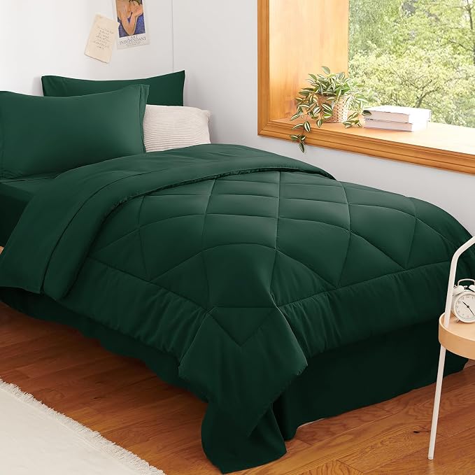 CozyLux Twin XL Comforter Set Emerald Green by CozyLux