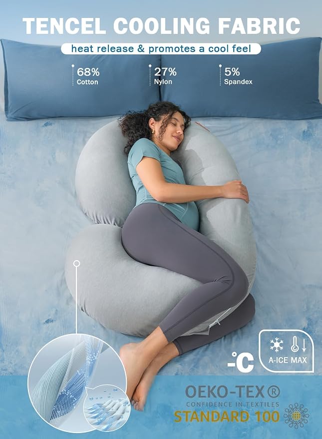 INSEN Cooling Pregnancy Pillow, Maternity Pillow - Image 2