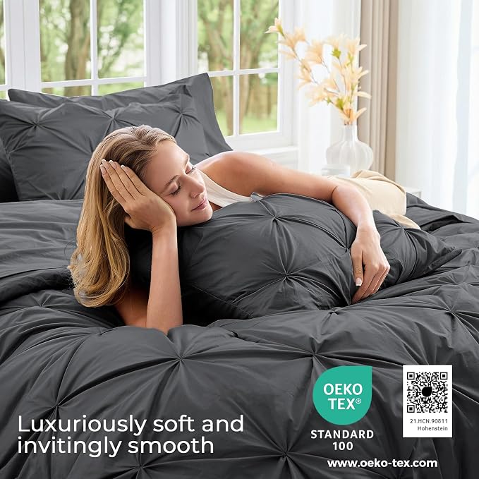Sasttie Full Size Comforter Set, 7-Piece Bed in a Bag, Pintuck Bedding Sets - Image 3