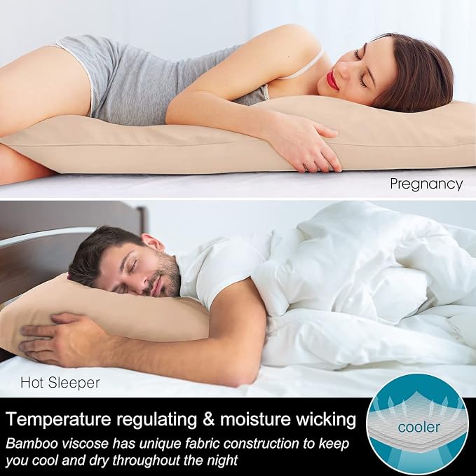 BEDELITE Body Pillow Case Cover, Rayon Made from Bamboo, Cooling Body Pillow - Image 3