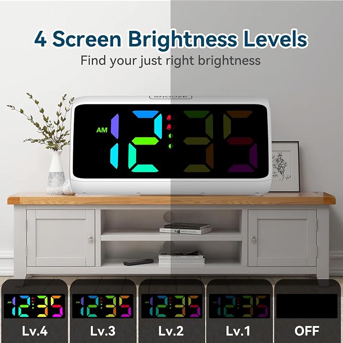 Netzu Loud Alarm Clock for Heavy Sleepers, RGB Alarm Clocks for Bedrooms - Image 5