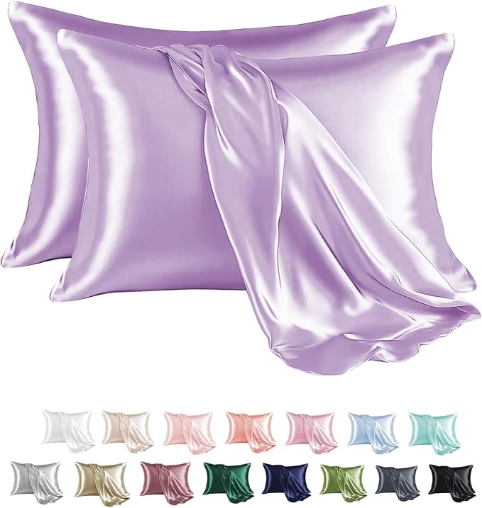 MR&HM Satin Pillowcase for Hair and Skin, Silk Satin Pillowcase 2 Pack by MRHM