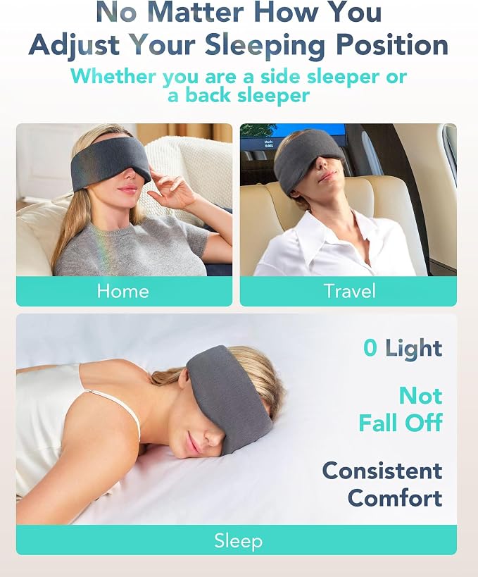 Sleep Mask, Eye Mask Wrap-Around Design, Light Shading, Breathable Fabric - Image 4