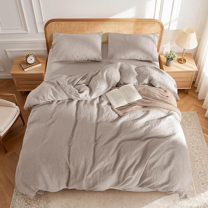 LBRO2M 100% France Linen Duvet Cover Set Full Size 3 Pcs Flax Comforter Cover - Image 2