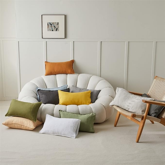 Simple&Opulence 100% Linen Lumbar Pillow Cover 12 x 20 Inches Set of 2 - Image 7