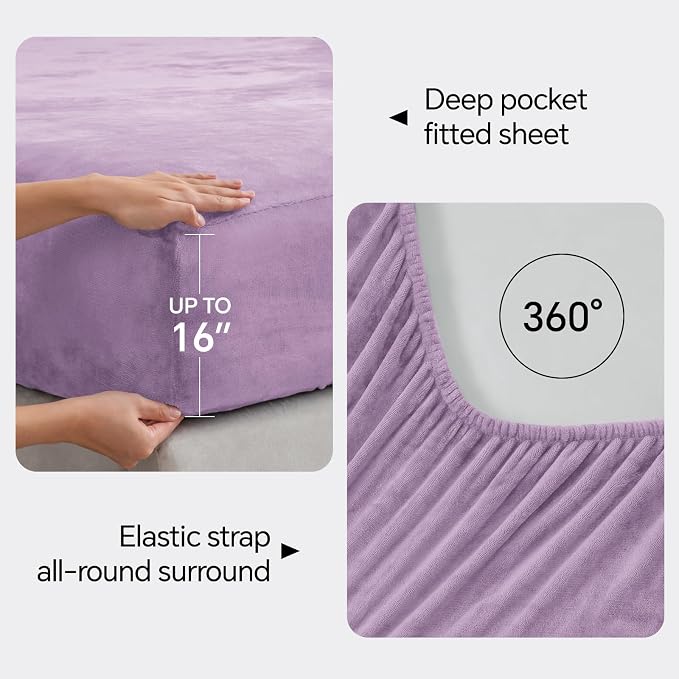 BEDELITE Flannel Sheets King Size Lavender - Image 4
