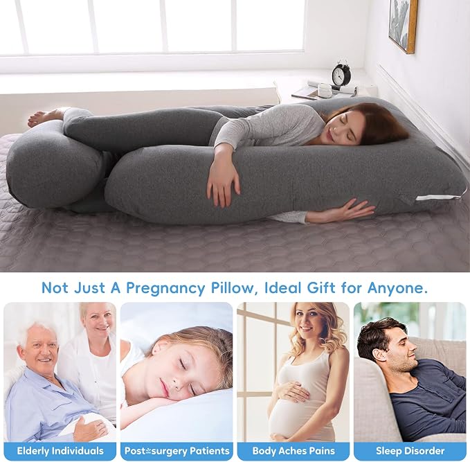 U-Shaped Pregnancy Pillow for Sleeping, Full Body Support for Back, HIPS & - Image 7