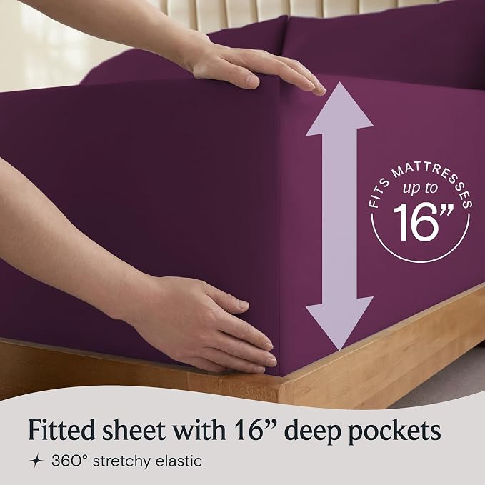 LuxClub 5 PC Split King Sheet Set, Breathable Luxury Bed Sheets, Deep Pockets - Image 6