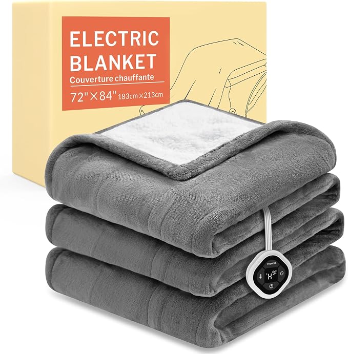 HOMLYNS LuxeHeat Heated Blanket Electric Blanket Full Size, Soft Flannel Sherpa by HOMLYNS