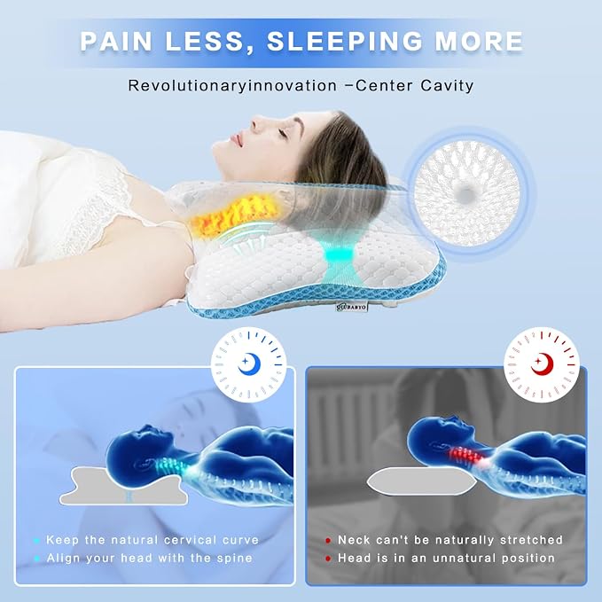 Pain Relief Cervical Pillow for Neck Support, Adjustable Ergonomic Pillow Cozy - Image 4