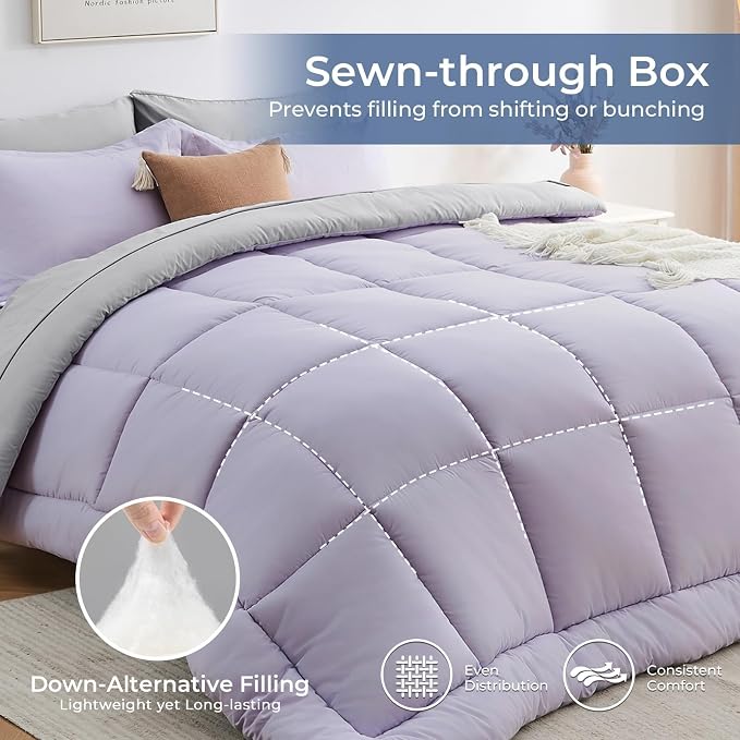Sasttie Full Size Comforter Sets, 7 Pieces Reversible Bed in a Bag Full - Image 4