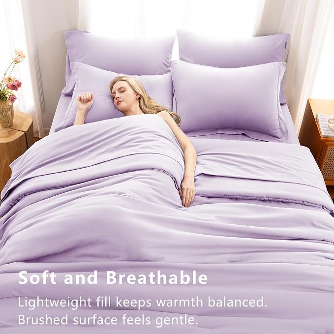 CozyLux Full Size Comforter Sets Lavender, 7 Pieces Bed in a Bag Full Comforter - Image 8