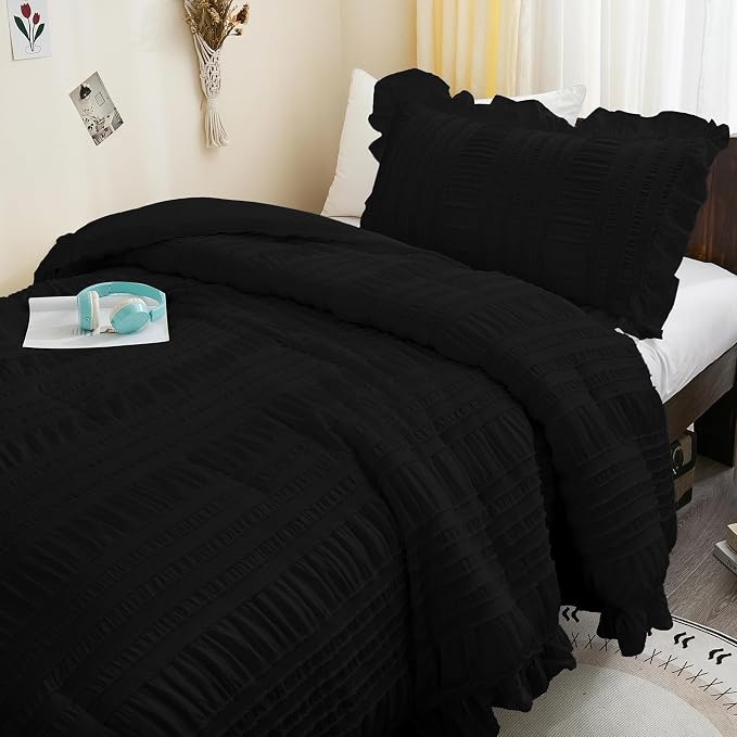 WONGS BEDDING Comforter Full Size, Soft Seersucker Textured Bedding Set Full - Image 7