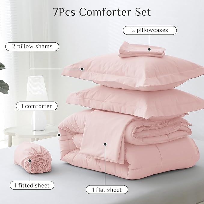 JOLLYVOGUE King Comforter Set, Ultra-Soft Bed in a Bag King Size 7 Pieces - Image 5