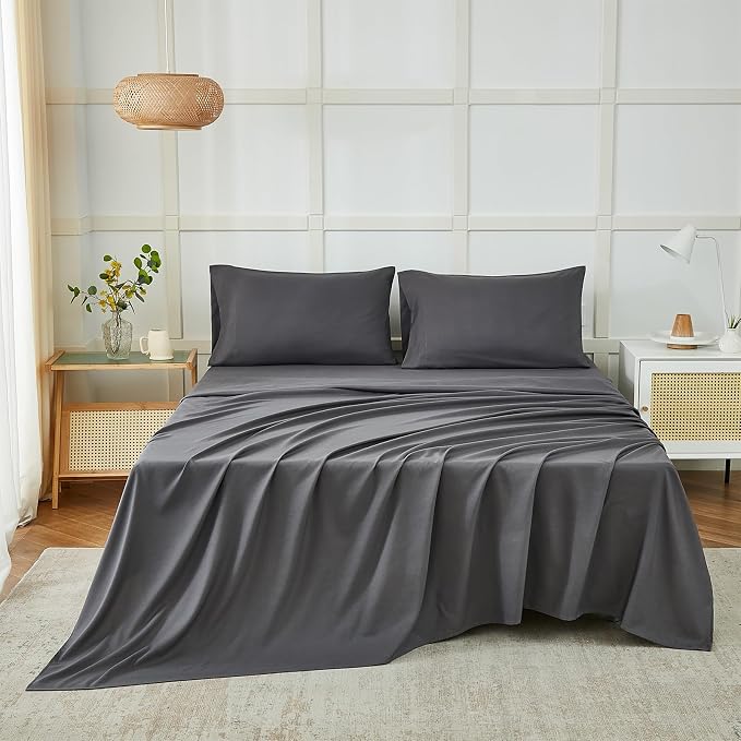 ILAVANDE Grey Twin Sheets Set, 3 Piece, Hotel Luxury 1800 Series Super Soft - Image 2