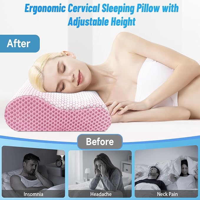 CloudBliss Memory Foam Pillow, Ergonomic Neck Contour Cervical Pillow - Image 6