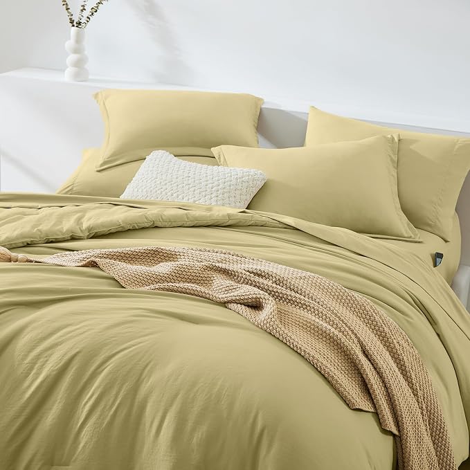 WRENSONGE King Comforter Set, 7 Pieces Hemp Soft Bed in a Bag King - Image 3