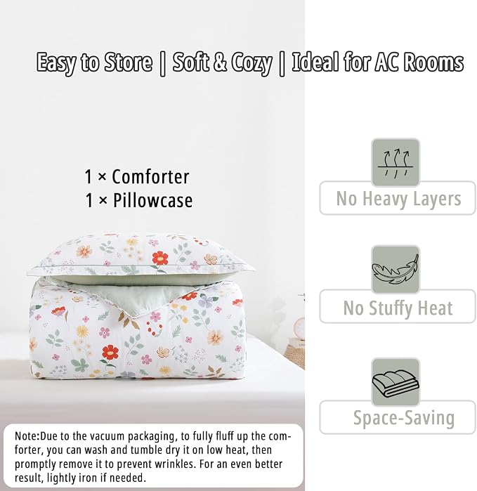 LEMIROE Botanical Cotton Comforter Twin Size 2Pcs - Image 7